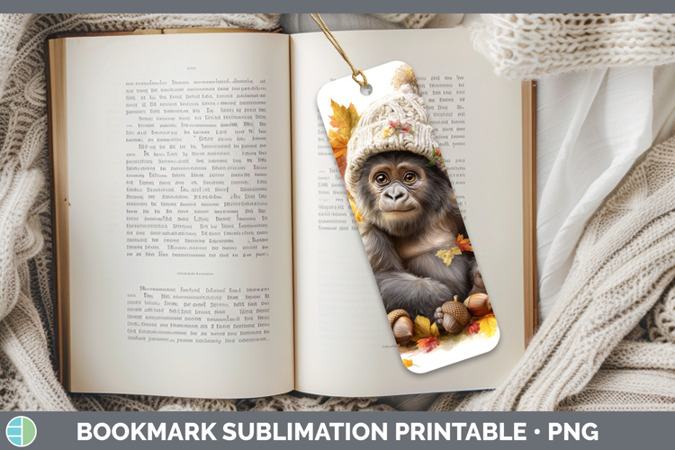 Gorilla Bookmark Animals Knit Hat Sublimation Printable Desi
