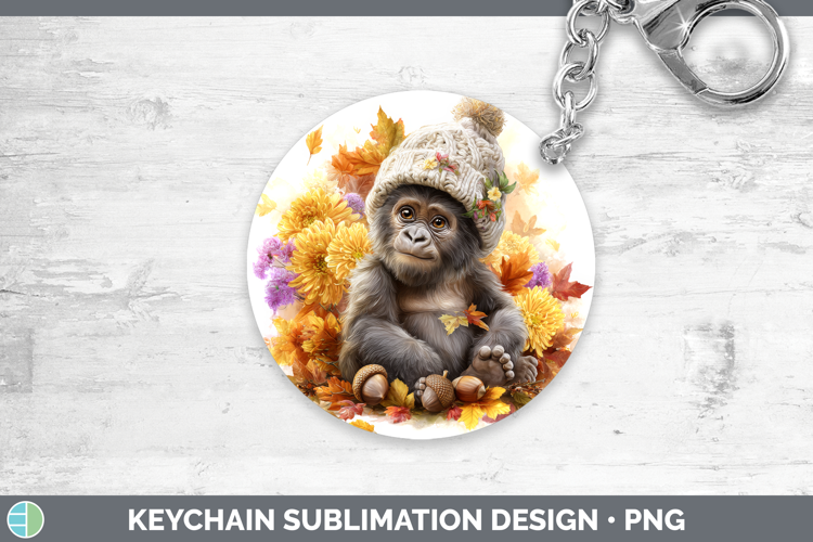 Gorilla Keychain Animals Knit Hat Sublimation Keyring Design