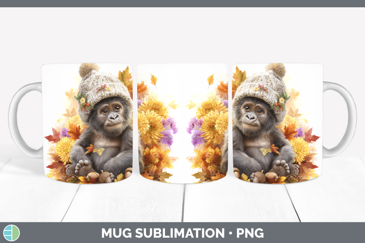 Gorilla Mug Wrap Animals Knit Hat Sublimation Coffee Cup Des
