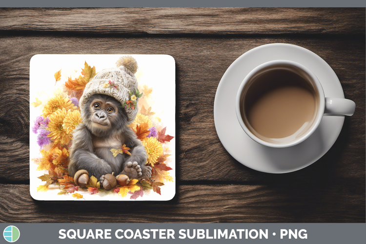 Gorilla Square Coaster Animals Knit Hat Sublimation Coaster