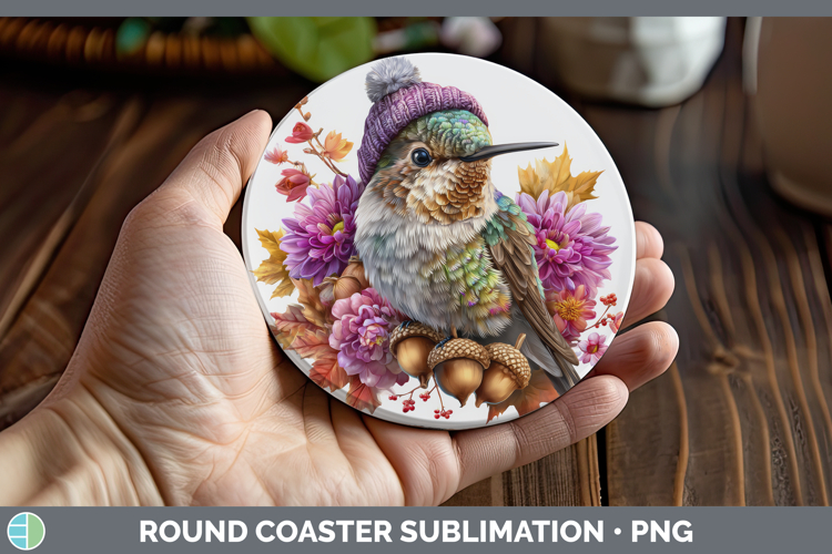 Hummingbird Round Coaster Animals Knit Hat Sublimation Coast