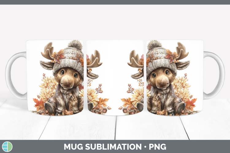 Moose Mug Wrap Animals Knit Hat Sublimation Coffee Cup Desig