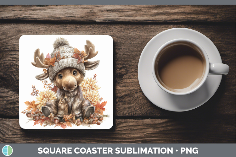 Moose Square Coaster Animals Knit Hat Sublimation Coaster De