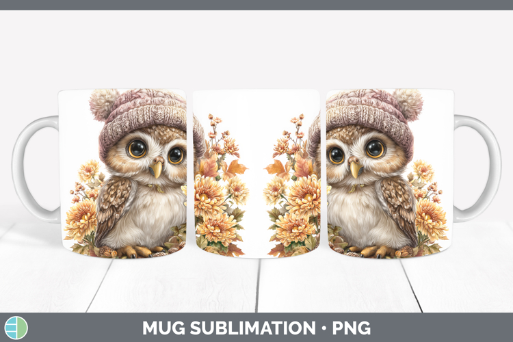 Owl Mug Wrap Animals Knit Hat Sublimation Coffee Cup Designs