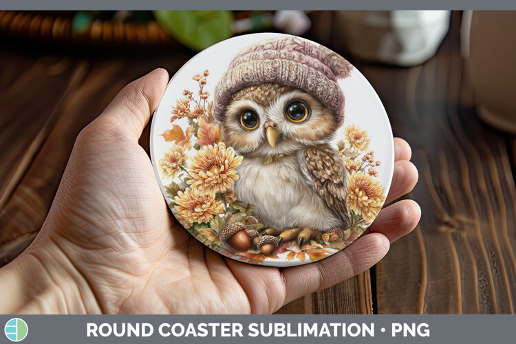 GorgeousAnimals Knit Hat Round Coaster design.