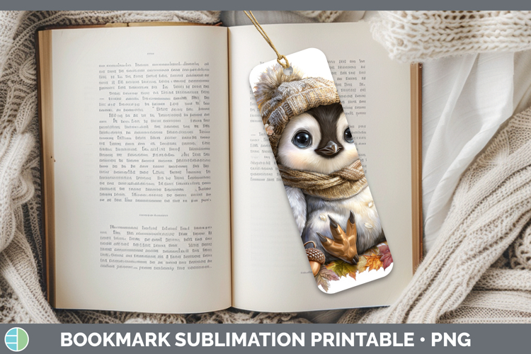 Penguin Bookmark Animals Knit Hat Sublimation Printable Desi