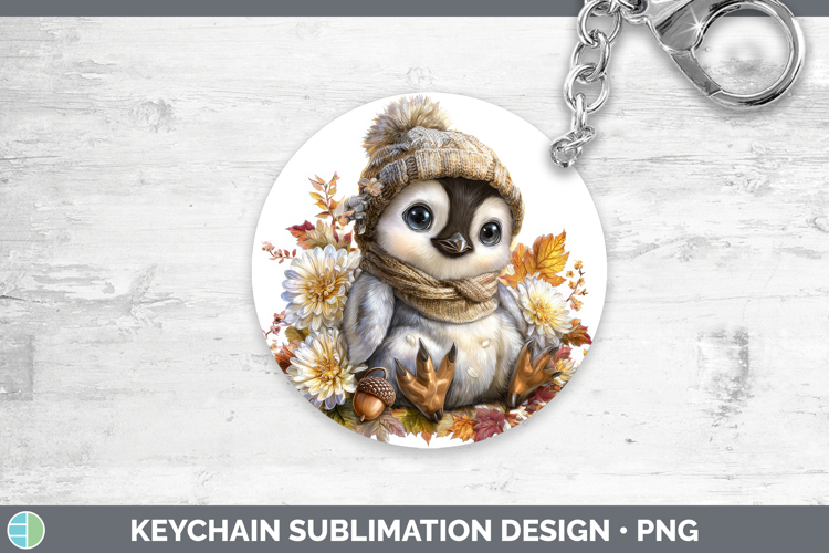 Penguin Keychain Animals Knit Hat Sublimation Keyring Design
