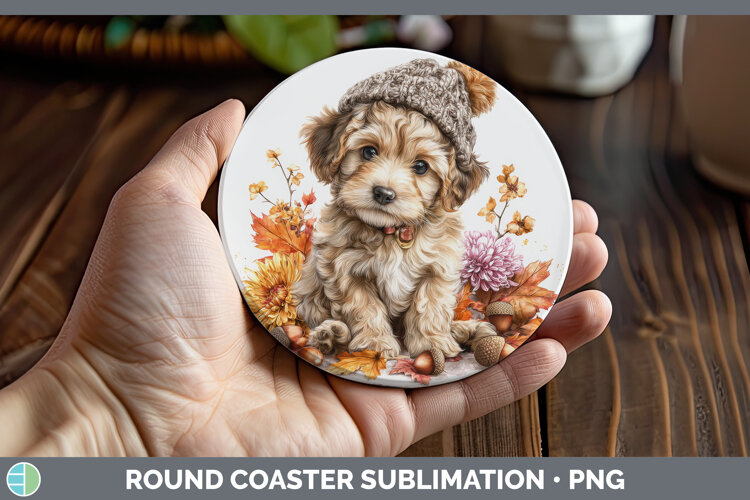 GorgeousAnimals Knit Hat Round Coaster design.