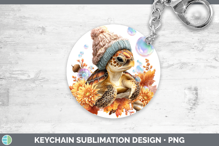 Sea Turtle Keychain Animals Knit Hat Sublimation Keyring Des