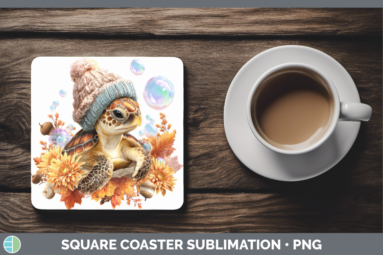 Sea Turtle Square Coaster Animals Knit Hat Sublimation Coast