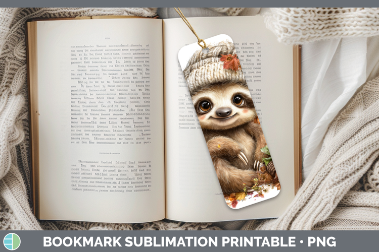 Sloth Bookmark Animals Knit Hat Sublimation Printable Design