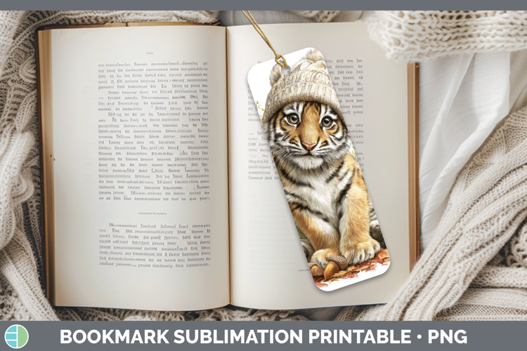 Tiger Bookmark Animals Knit Hat Sublimation Printable Design