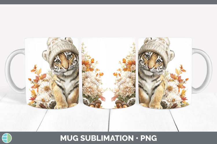 Tiger Mug Wrap Animals Knit Hat Sublimation Coffee Cup Desig