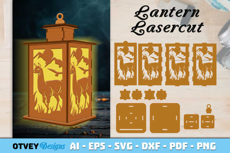 Woodland Animals Lantern Laser Cut SVG