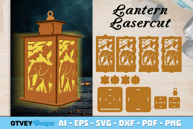 Woodland Animals Lantern Laser Cut SVG
