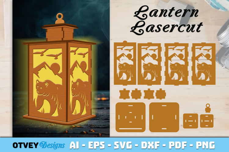Woodland Animals Lantern Laser Cut SVG
