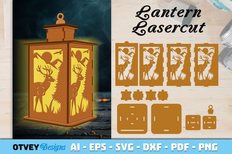 Woodland Animals Lantern Laser Cut SVG