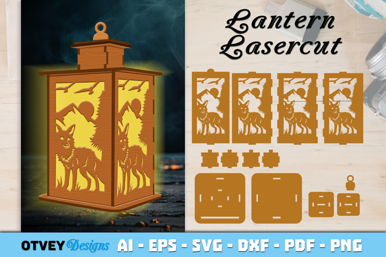 Woodland Animals Lantern Laser Cut SVG