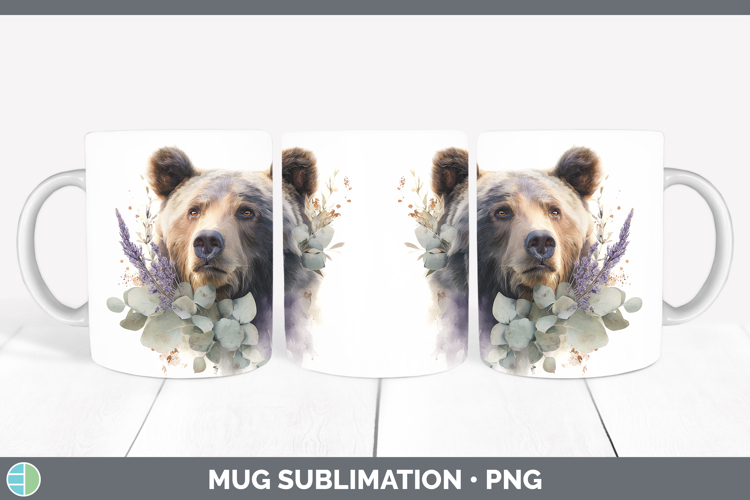 Bear Animals Lavender and Eucalyptus Mug Wrap Sublimation De