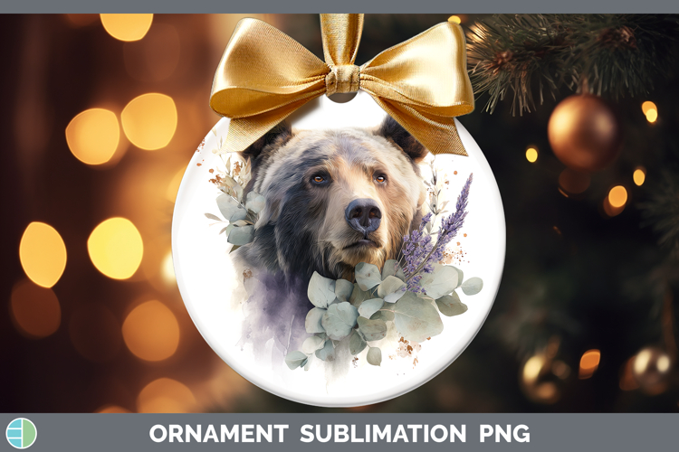 Bear Animals Lavender and Eucalyptus Ornament Sublimation De