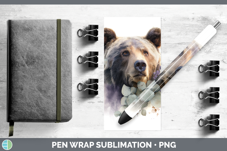 Bear Animals Lavender and Eucalyptus Pen Wrap Sublimation De