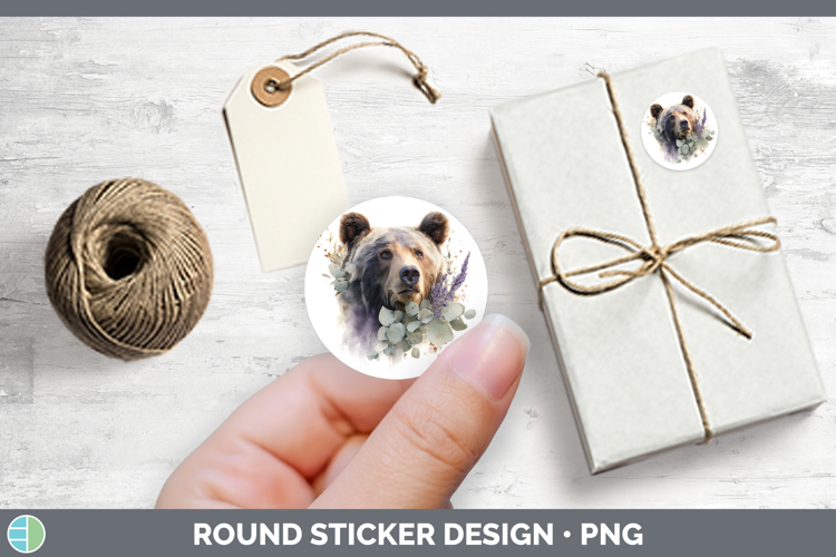 Bear Animals Lavender and Eucalyptus Stickers Design