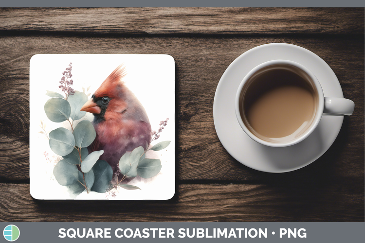 Cardinal Animals Lavender and Eucalyptus Square Coaster Subl