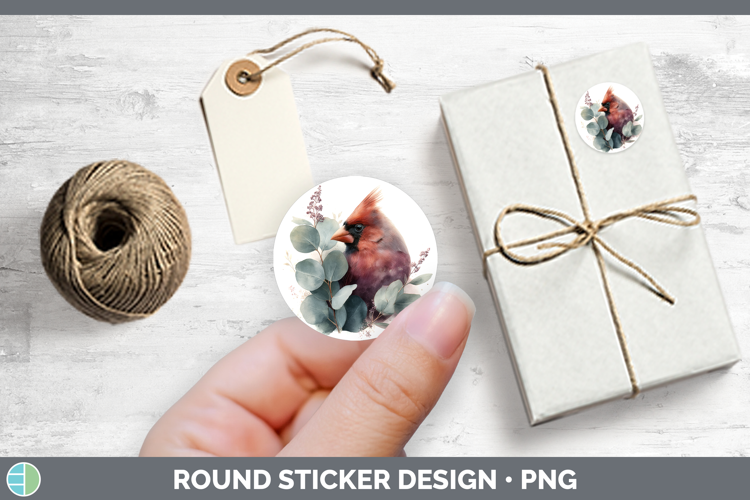 Cardinal Animals Lavender and Eucalyptus Stickers Design