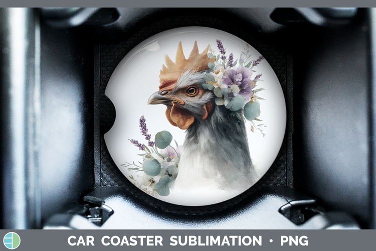 Chicken Animals Lavender and Eucalyptus Car Coaster Sublimat