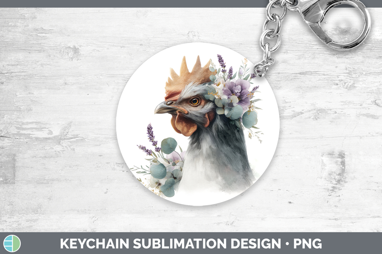Chicken Animals Lavender and Eucalyptus Keychain Sublimation