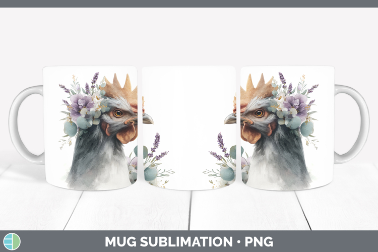 Chicken Animals Lavender and Eucalyptus Mug Wrap Sublimation