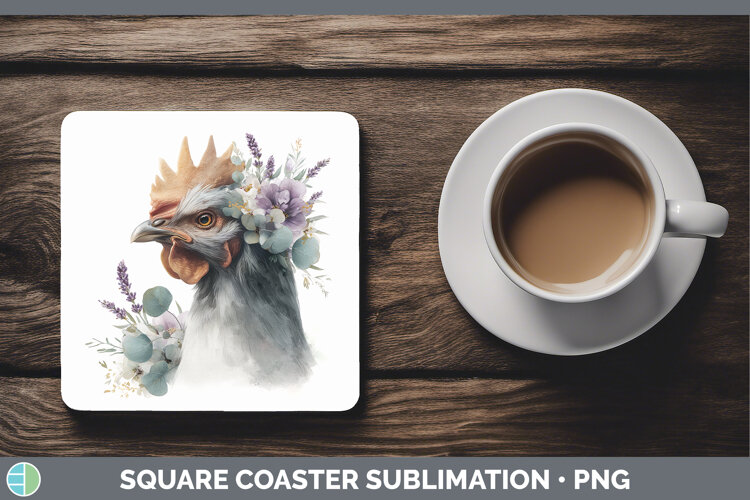 GorgeousAnimals Lavender and Eucalyptus Square Coaster design.