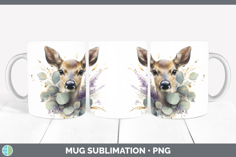 Deer Animals Lavender and Eucalyptus Mug Wrap Sublimation De