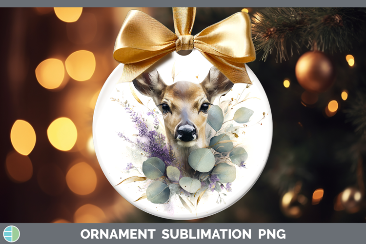 Deer Animals Lavender and Eucalyptus Ornament Sublimation De