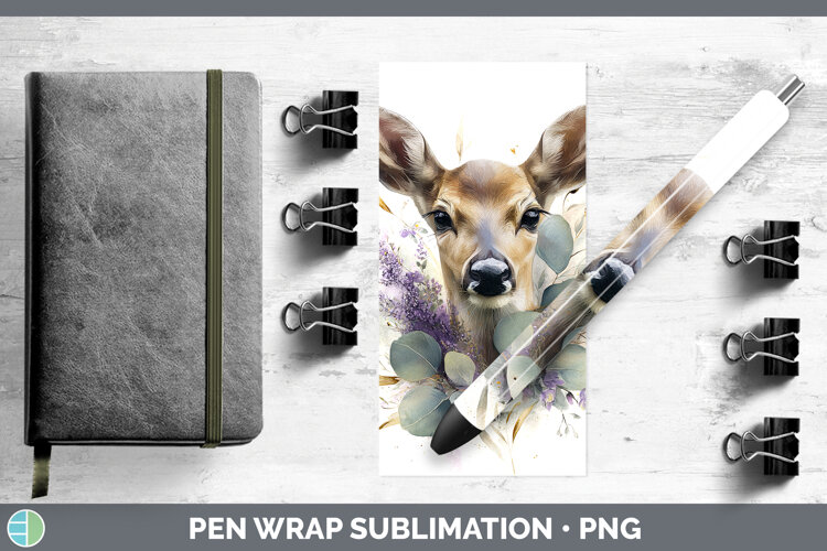 Deer Animals Lavender and Eucalyptus Pen Wrap Sublimation De