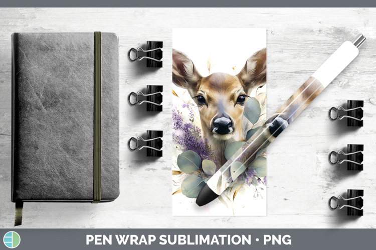 Deer Animals Lavender and Eucalyptus Pen Wrap Sublimation De
