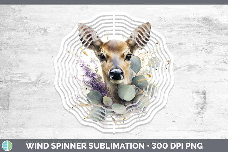 Deer Animals Lavender and Eucalyptus Wind Spinner Sublimatio