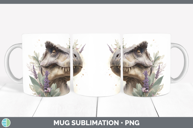 Dinosaur Animals Lavender and Eucalyptus Mug Wrap Sublimatio