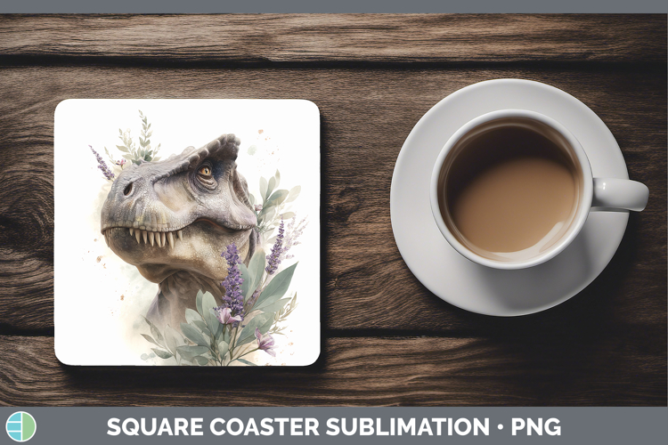 Dinosaur Animals Lavender and Eucalyptus Square Coaster Subl