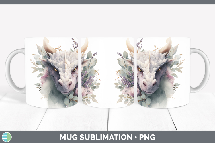 Dragon Animals Lavender and Eucalyptus Mug Wrap Sublimation