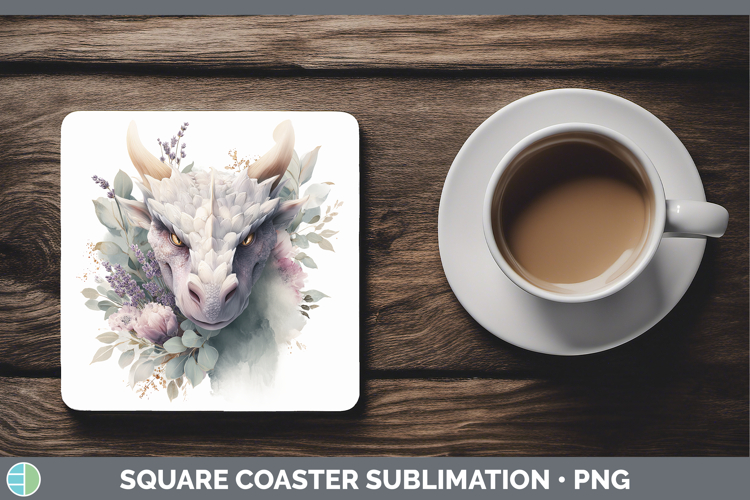 Dragon Animals Lavender and Eucalyptus Square Coaster Sublim