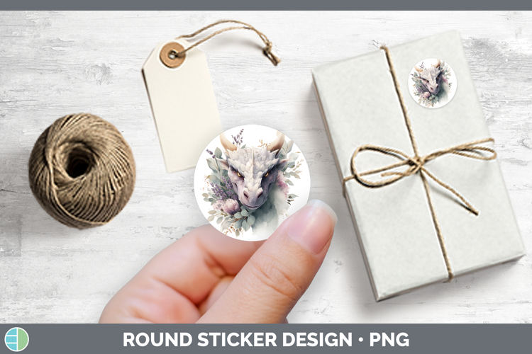 Dragon Animals Lavender and Eucalyptus Stickers Design