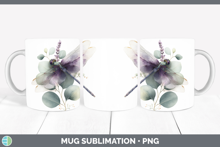 Dragonfly Animals Lavender and Eucalyptus Mug Wrap Sublimati