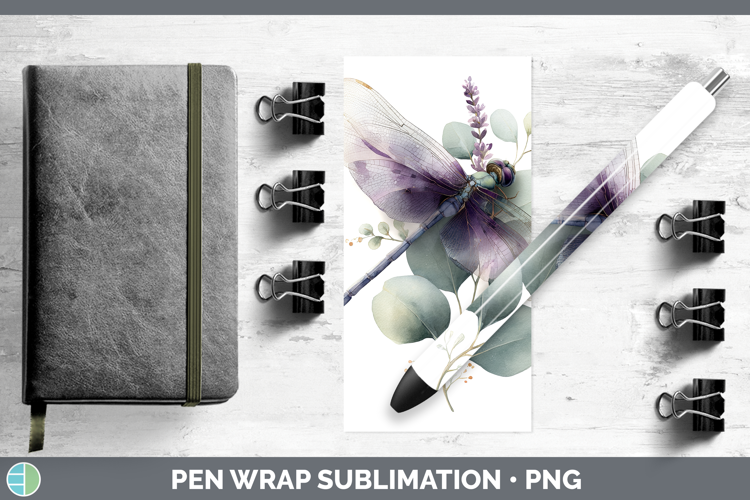 Dragonfly Animals Lavender and Eucalyptus Pen Wrap Sublimati