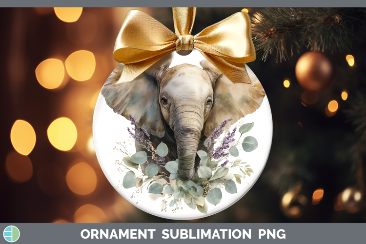 Elephant Animals Lavender and Eucalyptus Ornament Sublimatio