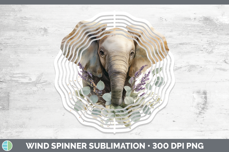 Elephant Animals Lavender and Eucalyptus Wind Spinner Sublim