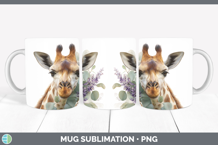 Giraffe Animals Lavender and Eucalyptus Mug Wrap Sublimation