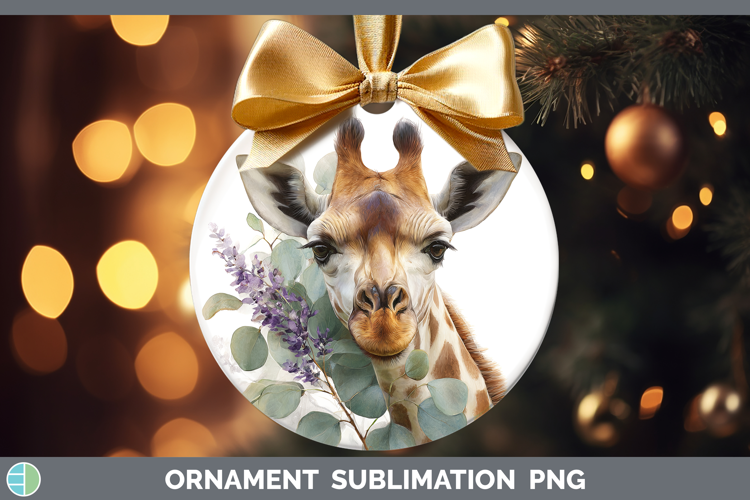 Giraffe Animals Lavender and Eucalyptus Ornament Sublimation