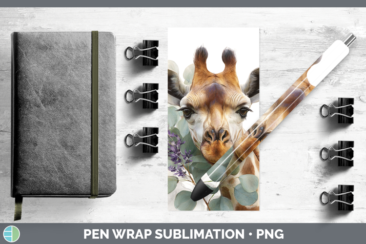 Giraffe Animals Lavender and Eucalyptus Pen Wrap Sublimation
