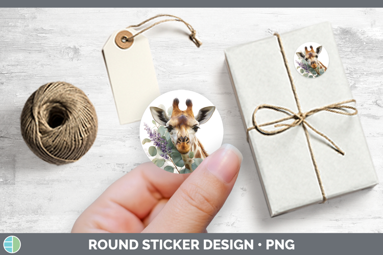 Giraffe Animals Lavender and Eucalyptus Stickers Design